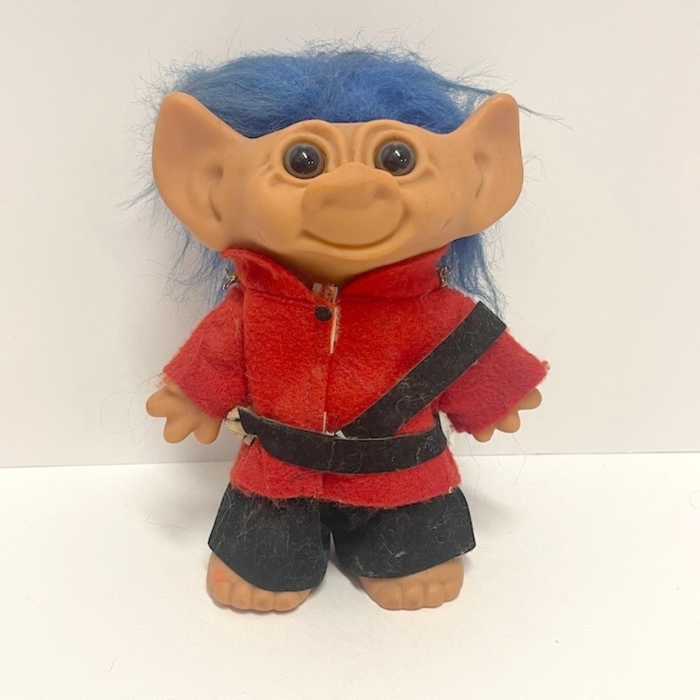 Vintage Royal Canadian Mountie Uneeda Wishing Troll Doll Good Luck Troll‎ 1980's